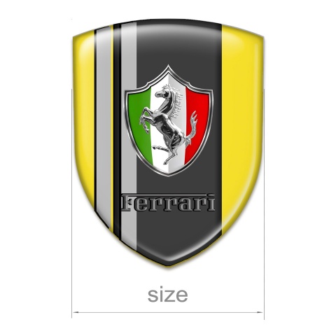 Ferrari Self Adhesive Car logo Emblem Yellow with grey Lines and Italian Flag Logo 