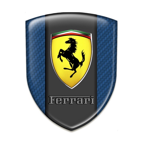 Ferrari Car Accessories Badge Nvy Blue Carbon with Classic Shield logo 