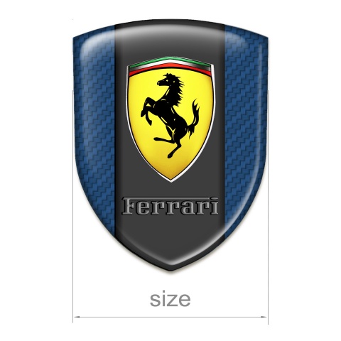 Ferrari Car Accessories Badge Nvy Blue Carbon with Classic Shield logo 
