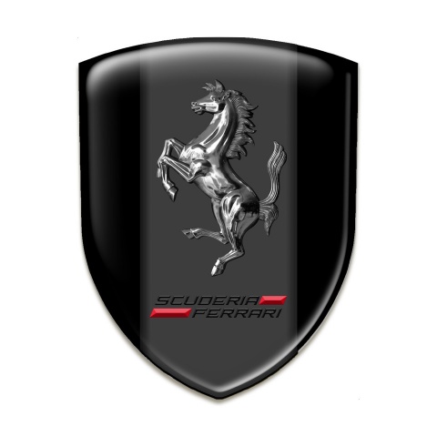 Ferrari Tuning Emblem Black Background Chromed horse 