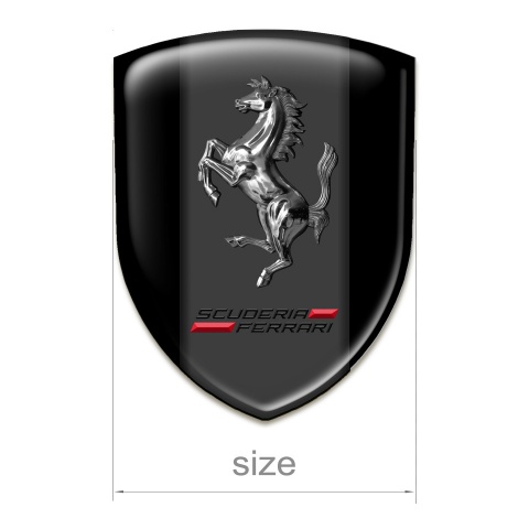 Ferrari Tuning Emblem Black Background Chromed horse 