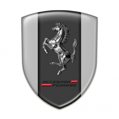 Ferrari Self Adhesive Emblem Logo Grey Background Chromed Horse Style 