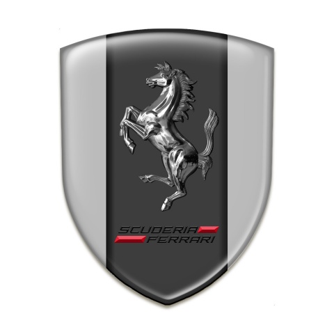 Ferrari Self Adhesive Emblem Logo Grey Background Chromed Horse Style 