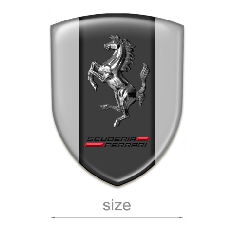 Ferrari Self Adhesive Emblem Logo Grey Background Chromed Horse Style 
