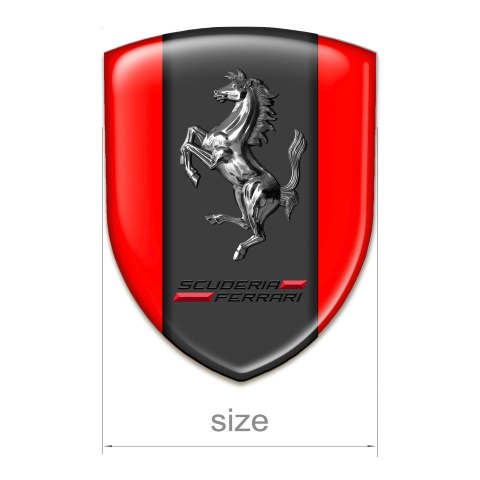 Ferrari Domed Emblem Red Background Chromed Horse Style 