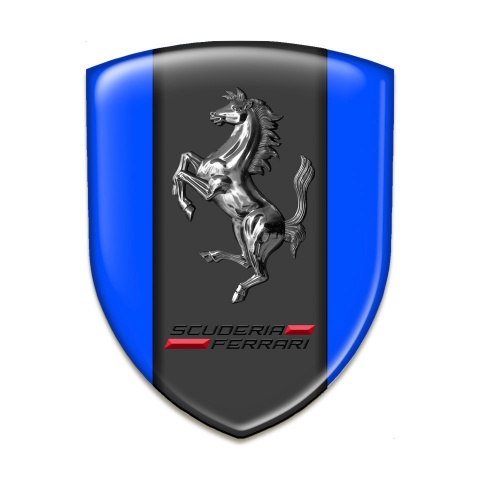 Ferrari Silicone Emblem Stylish Blue Background Chromed Horse Style