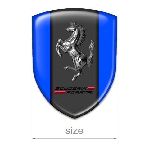 Ferrari Silicone Emblem Stylish Blue Background Chromed Horse Style