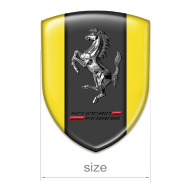 Ferrari Resin Sticker Yellow Background Chromed logo Style 