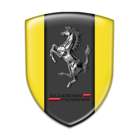 Ferrari Resin Sticker Yellow Background Chromed logo Style 