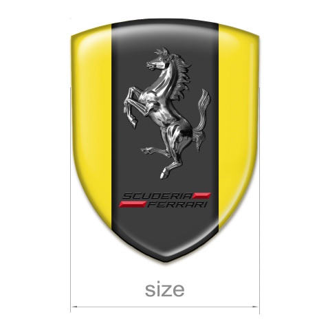 Ferrari Resin Sticker Yellow Background Chromed logo Style 