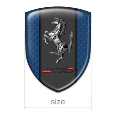 Ferrari Self Adhesive Car logo Emblem Navy Blue Carbon Base and Chromed Horse