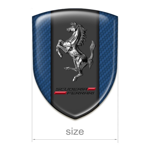Ferrari Self Adhesive Car logo Emblem Navy Blue Carbon Base and Chromed Horse