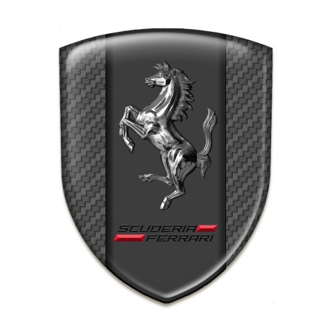 Ferrari Car Interior Badge Carbon Print Chromed Logo 