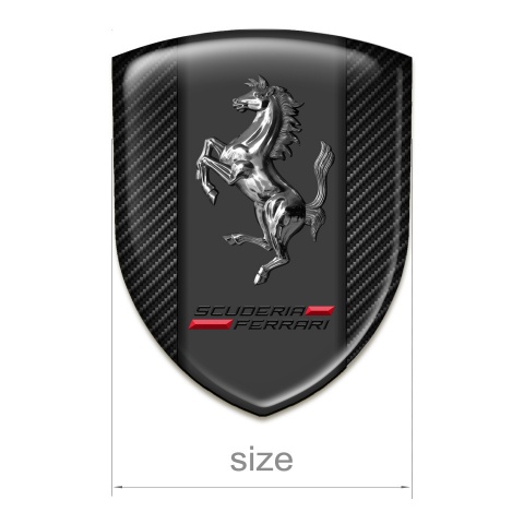 Ferrari Silicone Badge Black Carbon Print Chromed Logo 