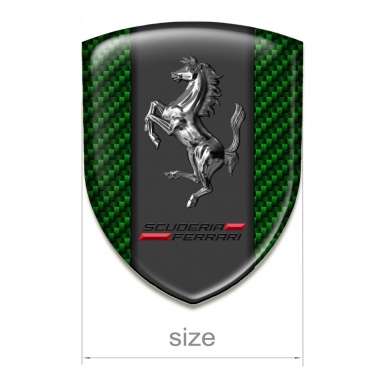 Ferrari Silicone Shield Green Carbon Print and Chromed Horse Style 