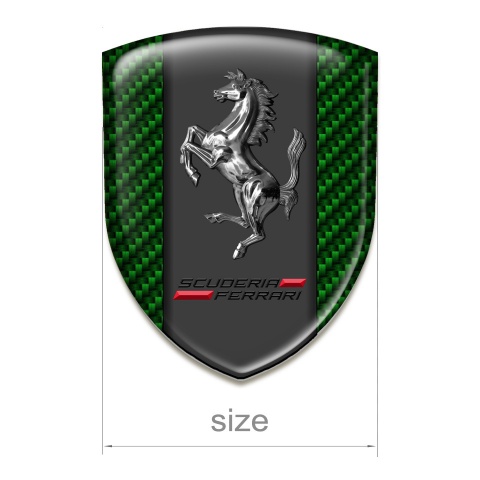 Ferrari Silicone Shield Green Carbon Print and Chromed Horse Style 
