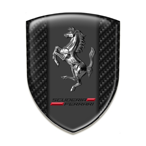 Ferrari Auto Emblem Racing Edition Dark Carbon Print and Chromed Horse 
