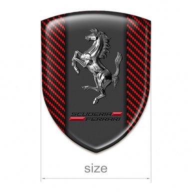 Ferrari Emblem Badge Logo Red Carbon with Chromed Horse Style 