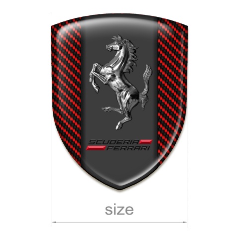 Ferrari Emblem Badge Logo Red Carbon with Chromed Horse Style 
