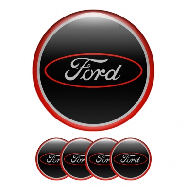 Ford Wheel Emblems Center Cap Black Red Ring