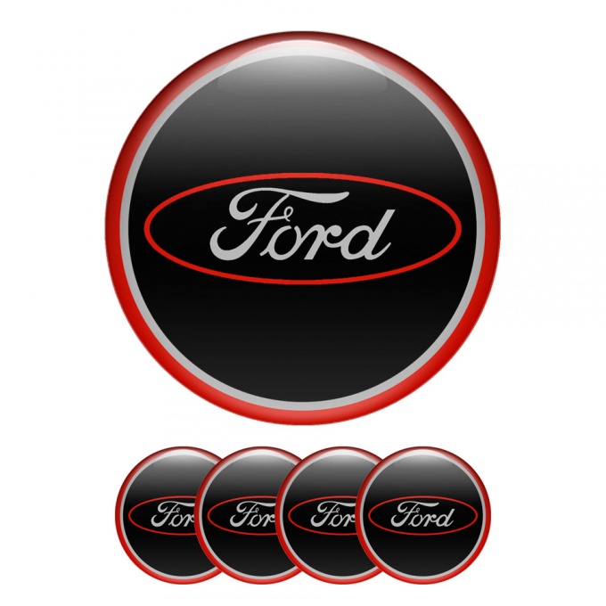 Ford Wheel Emblems Center Cap Black Red Ring