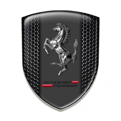 Ferrari Domed Emblem Perforated Steel Base Chromed Horse 