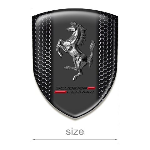 Ferrari Domed Emblem Perforated Steel Base Chromed Horse 