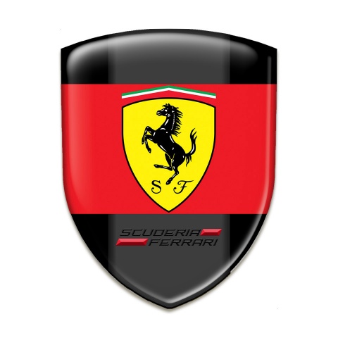 Ferrari Silicone Emblemv Black Background and Red  logo Ribbon 