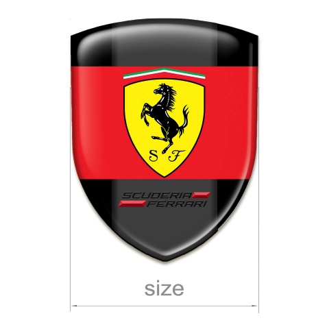 Ferrari Silicone Emblemv Black Background and Red  logo Ribbon 