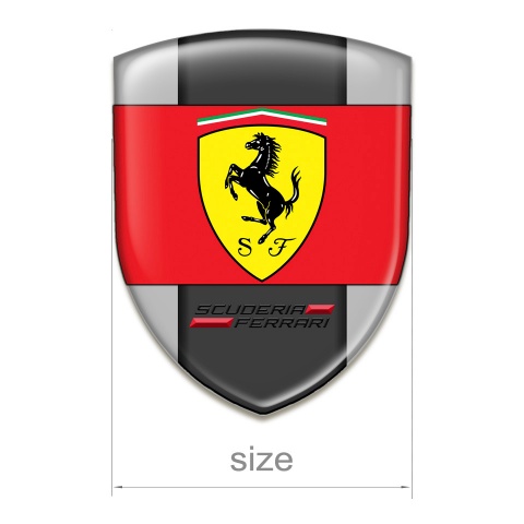 Ferrari Resin Sticker Grey Background and Red Logo Ribbon 