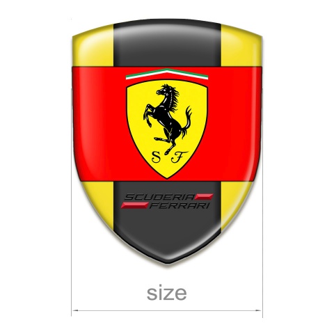 Ferrari Emblem Exterior Yellow Background Red Logo Ribbon 