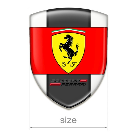 Ferrari Emblem Interior White Background Red  Logo Ribbon 