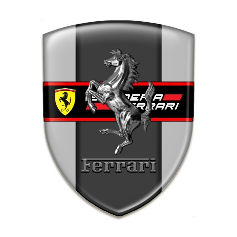 Ferrari Self Adhesive Car logo Emblem Grey Print with New Logo Design 