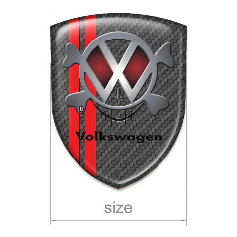 VW Car Interior Badge Carbon With Red Lines Base Skull logo Effect