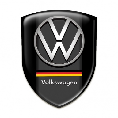 VW Tuning Emblem Black Base German Flag Motive