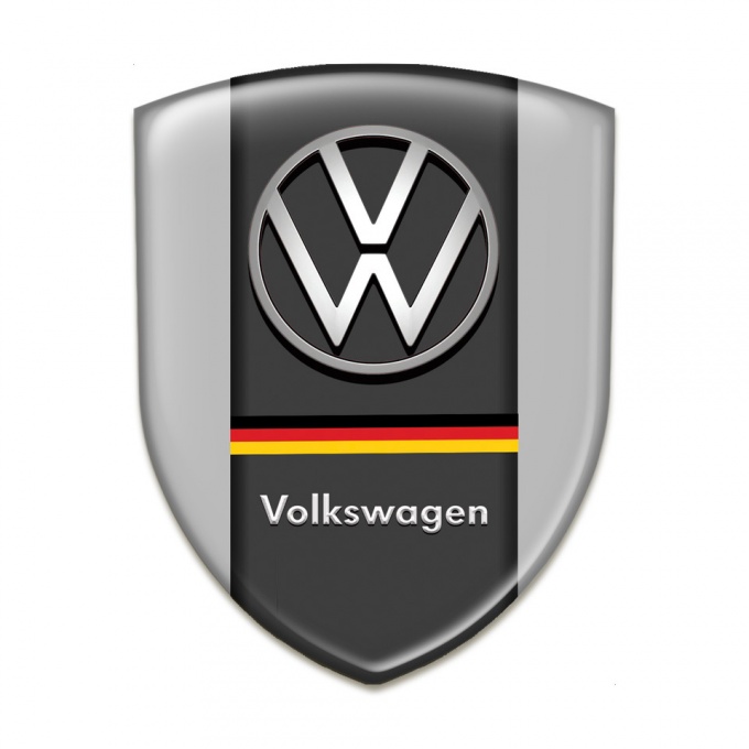 VW Car Accessories Badge Grey Base German Flag Motive 