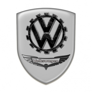 VW Silicone Car Decal Badge Grey Background 3D Logo Style 