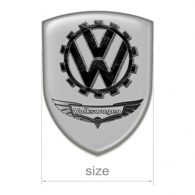 VW Silicone Car Decal Badge Grey Background 3D Logo Style 