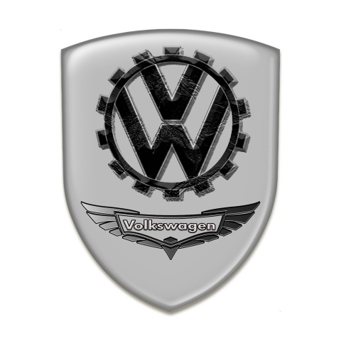 VW Silicone Car Decal Badge Grey Background 3D Logo Style 