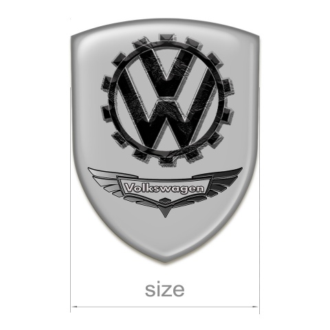 VW Silicone Car Decal Badge Grey Background 3D Logo Style 