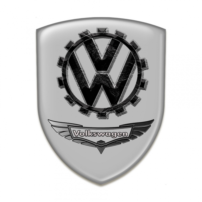 VW Silicone Car Decal Badge Grey Background 3D Logo Style 