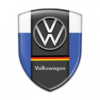 VW Auto Emblem Blue White Background German Flag Edition 