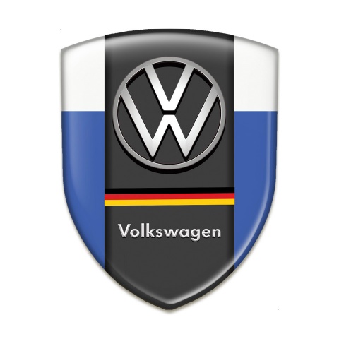 VW Auto Emblem Blue White Background German Flag Edition 