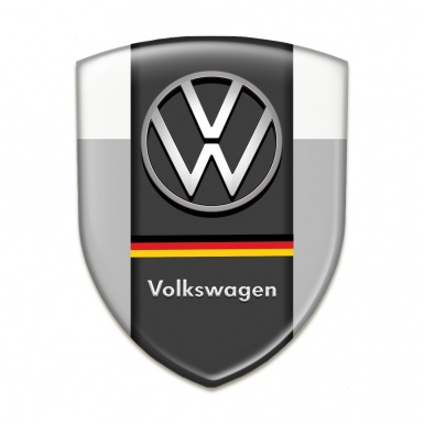 VW Self Adhesive Emblem Logo Grey White Print German Flag Edition 