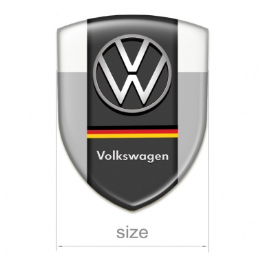 VW Self Adhesive Emblem Logo Grey White Print German Flag Edition 