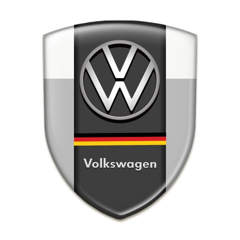 VW Self Adhesive Emblem Logo Grey White Print German Flag Edition 
