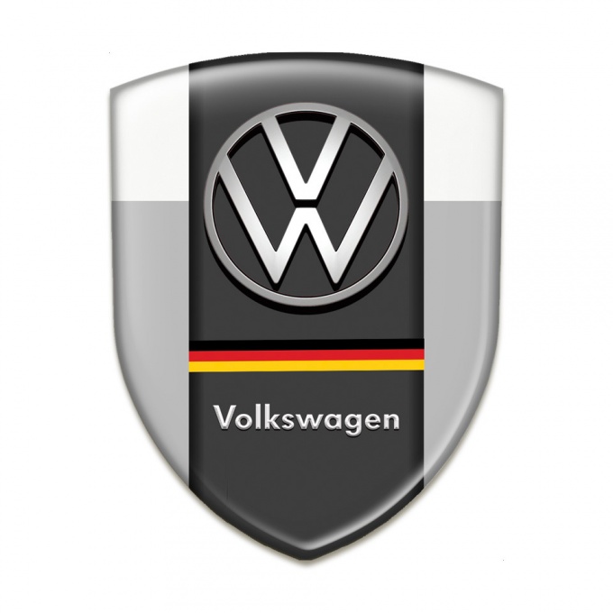 VW Self Adhesive Emblem Logo Grey White Print German Flag Edition 