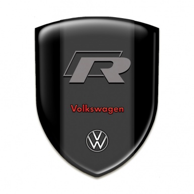 VW Domed Emblem Black Base R logo Style 