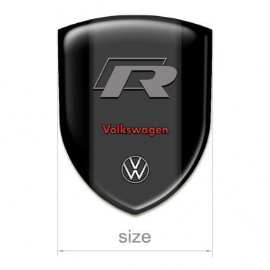 VW Domed Emblem Black Base R logo Style 