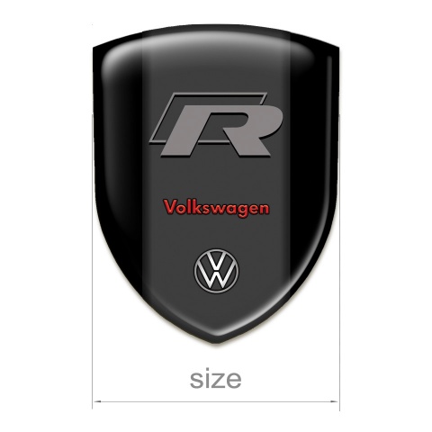 VW Domed Emblem Black Base R logo Style 